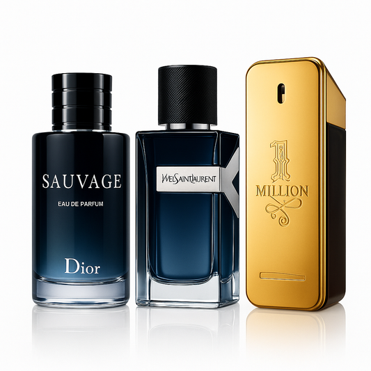 3 Men's Perfumes Kit - Dior Sauvage, Yves Saint Laurent Y & 1 Million