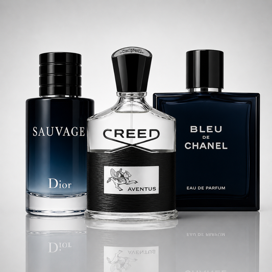 3 Men's Perfumes Kit - Dior Sauvage, Bleu de Chanel & Creed Aventus