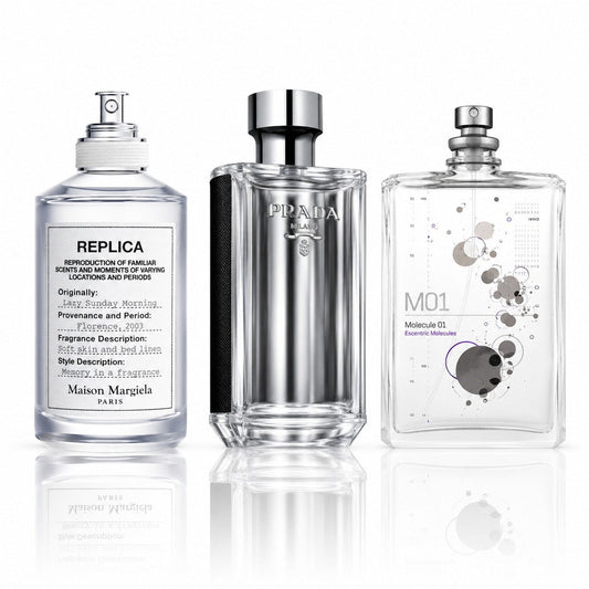 3 Men’s Perfumes Kit - Maison Margiela Lazy Sunday Morning, Prada L’Homme & Molecule 01